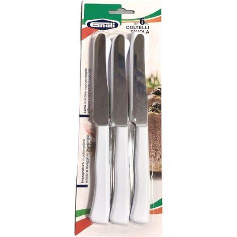 Gnali coltello tavola set 6 pezzi bianco lama dentata 11cm