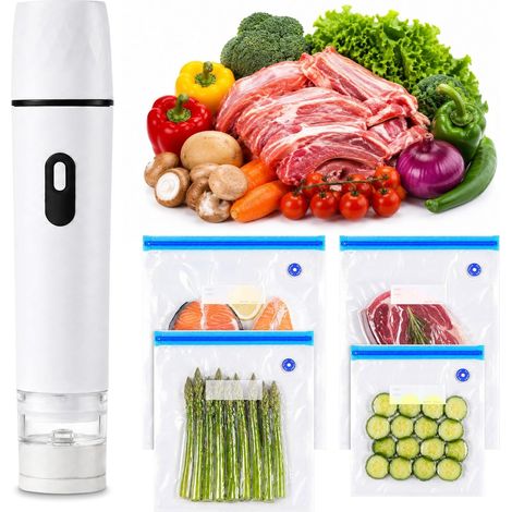 Machine Sous Vide Alimentaire,Appareil Sous Vide Alimentaire,Appareils de mise sous vide,60kPa,20 Sacs Sous Vide Réutilisables,Pour Viandes,Légumes,Fruits (1/5)