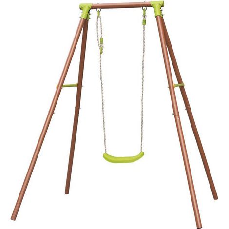 Altalena con struttura in metallo da giardino per bambini con seggiolino da esterno -1 Posto / Arancione (1/4)