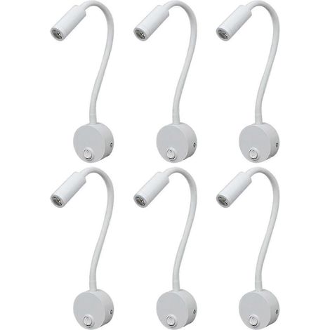 Lot de 6 lampes de bibliothèque 3W minimalistes, lampe de table à col de cygne, lampe de lecture murale pour chambre ou dortoir, lampe de travail LED (1/5)