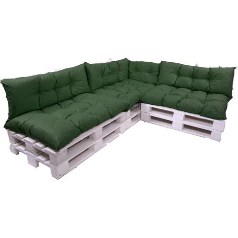 Setgarden – Set de 7 coussins palette 120x60 et 120x40 cm – Housse 100% polyester – Garnissage mousse polyuréthane – Fixation par attaches (1/4)