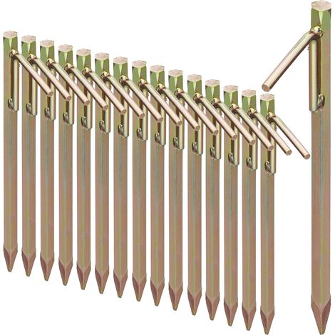 16x Picchetti XL, per Terreni Duri, 30,5 cm, Accessorio per Tende, da Piantare nel Terreno, Acciaio Galvanizzato, Oro
