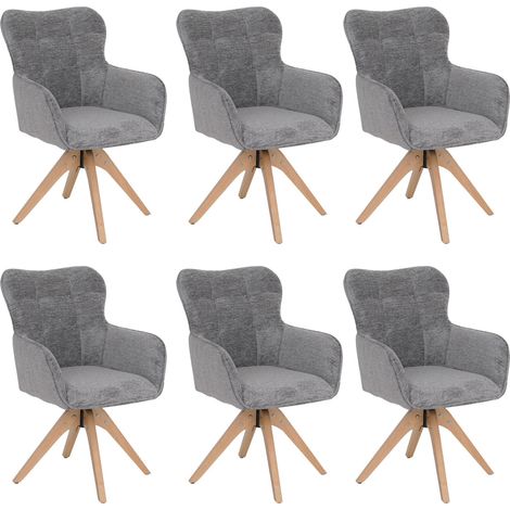 Lot de 6 chaises de salle à manger HWC-Q35, chaises de cuisine avec accoudoirs pivotants à retour au (1/5)