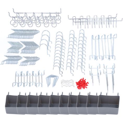 Lot de 228 crochets assortis pour panneau perforé, kit organiseur de rangement d'outils pour atelier domestique (1/5)