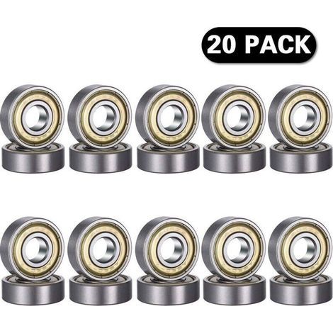 20 roulements à billes 608 ZZ, roulements miniatures à gorge profonde 608ZZ en métal à double blindage pour skateboard et imprimante 3D (8 x 22 x 7 mm)..DEBUNS (1/5)
