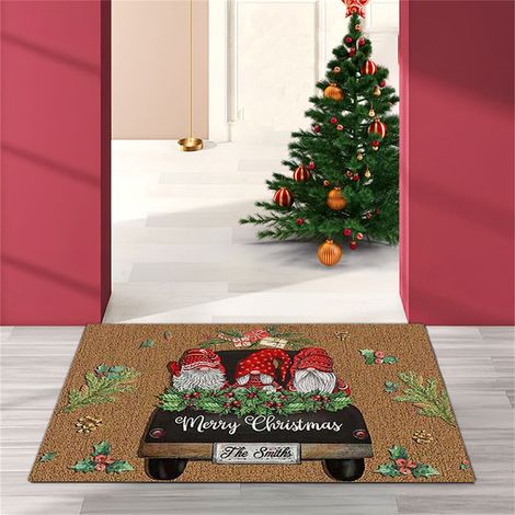 Tapis De Seuil De Noël - Gnome De Noël - Motif Bonhomme De Neige Et Flocons - Dos En Caoutchouc Antidérapant - Lavable - Pour Intérieur Et Extérieur - 60 X 40 Cm - Lot De 5 (1/3)