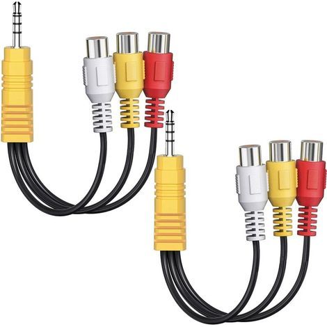Lot de 2 câbles AV 3,5 mm vers RCA, composante de 15 cm vers répartiteur audio/vidéo de 3,5 mm (1/5)