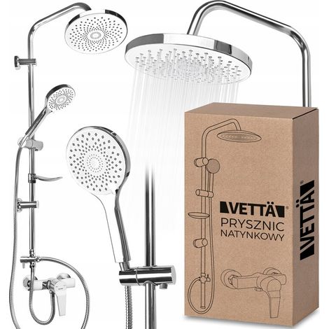 Ensemble de douche à effet pluie, robinet, pommeau de douche et support pour pommeau de douche
