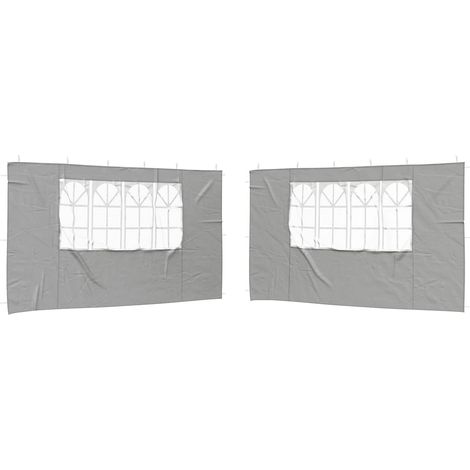 Party Tent Sidewall 2 pcs 400 x 195 cm Light Grey PE and Steel vidaXL