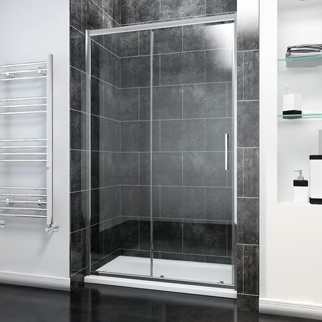 ELEGANT Sliding Shower Door Modern Bathroom 8mm Easy Clean Glass Shower Enclosure Cubicle 1400mm