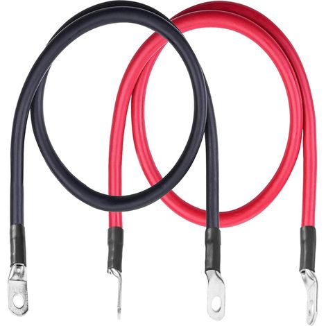 Cavo per batteria 5 AWG, 20 pollici, filo elettrico in rame puro calibro 5 con terminali ad anello da 5/16" per auto, pannelli solari, ATV, tosaerba, motocicletta, barca, 2 pezzi