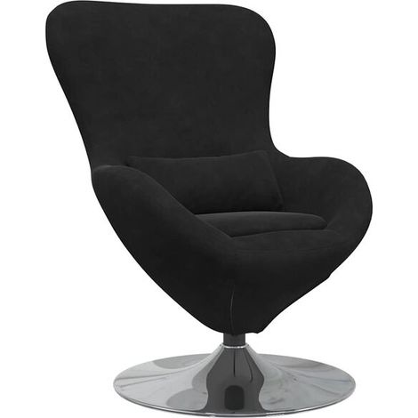 Fauteuil en velours noir en forme d'œuf (1/5)