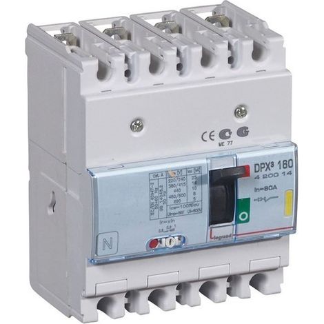 Disjoncteur magnétothermique DPX³160 - 16kA 400V - 4P - 80A - LEG420014