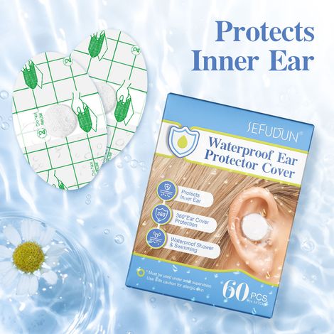 Casque de protection auditive jetable pour douche, bain et natation - 60 pièces, bouchons d'oreilles imperméables, étanches, confortables, usage unique (1/5)