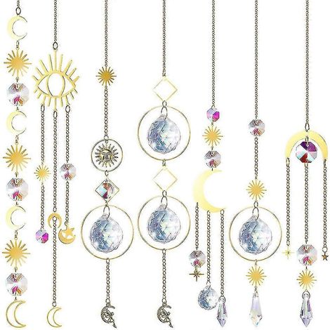 Lot de 6 suspensions lumineuses attrape-soleil en cristal pour mobilier de jardin et décoration intérieure de voiture (1/5)