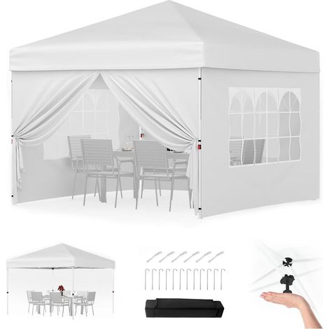 Tonnelle pliante 3x3m imperméable avec 4 parois latérales, protection UV 50+, réglable en hauteur (1/5)