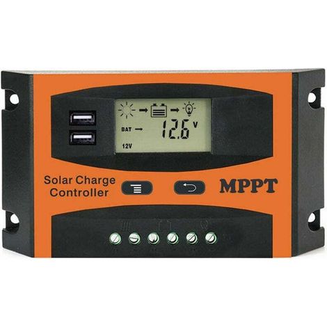 royaluxe -Régulat solaire et éolien Contrôl solaire reconnu automatiquement 12 Tension/24 Tension Régulat de batterie de panneau solaire Contrôl solaire à double affichage LCD USB, 30A (1/5)