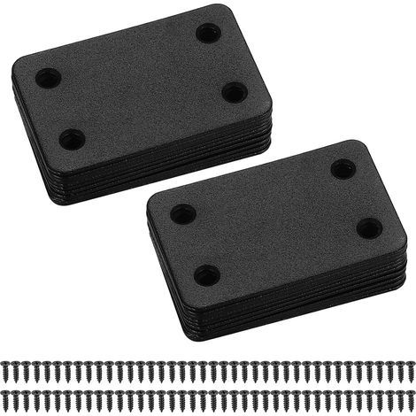 20 pezzi di piastre di montaggio piatte perforate, piastre di fissaggio piatte dritte, connettori per staffe angolari, piastre di collegamento, 38x60 mm (nero) (1/5)