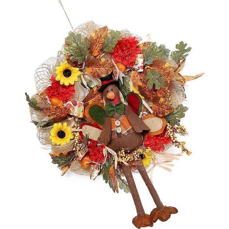 Magnifique décoration de porte pour Thanksgiving, pendentif d'automne, couronne de jardin (1/4)