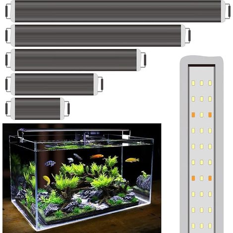 Aquarium LED Light 10W 4000K Waterproof Aquarium Lamp with Extendable Stand, Black (1/4)