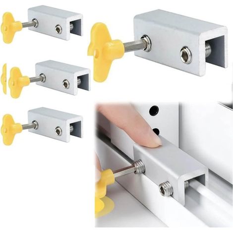 4pcs Verrouille de fenêtre coulissante, trous doubles trous réglable Lock de la clé de sécurité de fenêtre en alliage en aluminium, pour le bureau à domicile (1/5)