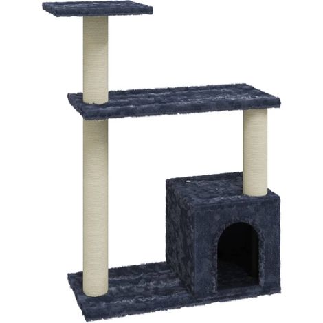 Tiragraffi per gatti Mobili per arrampicata su torre Tiragraffi piattaforma da arrampicata con tiragraffi in sisal scuro 70 cm grigio 020022701