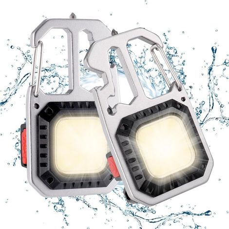 2-teilige Mini-Arbeitsleuchte mit wiederaufladbarem COB-Sensor, 1000 Lumen, magnetischer Schlüsselanhänger-Taschenlampe mit Flaschenöffner, wasserdichte Inspektionsleuchte für Camping/Reparatur/Notfal (1/4)