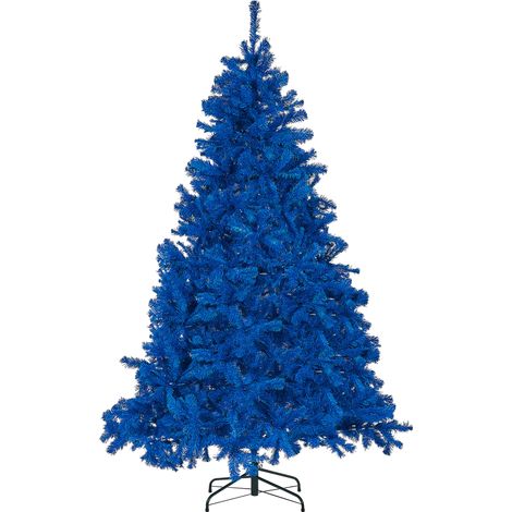 Árbol de Navidad artificial azul 210 cm base de metal decoración tradicional festividad vacaciones de invierno Farnham