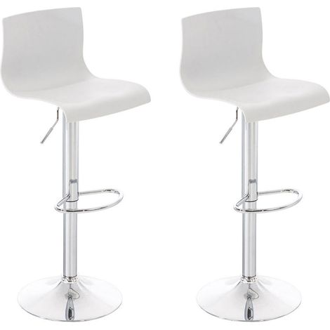 Set di 2 sgabelli da bar con poggiapiedi in plastica bianca design moderno altezza regolabile 100000816