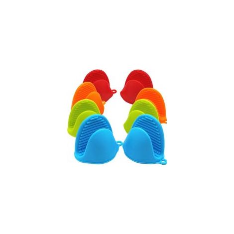 Set di 8 guanti da forno in silicone resistenti al calore, tappetini isolanti in silicone, mini guanti da forno in gomma, simpatici guanti da forno (rosso, blu, arancione, verde) - Crezuo