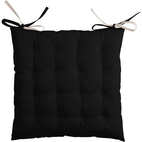 Homemaison – Coussin de chaise bicolore réversible 40x40 cm – 100% coton noir et lin – Densité 170 g/m² pour confort optimal (1/6)