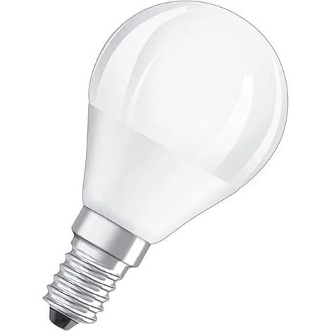 Bombilla LED esmerilada esfera E27, 4,9 W, blanco cálido.