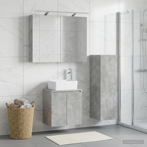 vidaXL Bathroom Furniture Set 4 pcs Concrete Grey (1/5)