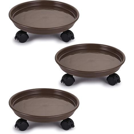 Lot de 3 roulettes universelles pour pots de fleurs - Marron,Lot de 3 roulettes universelles pour pots de fleurs - Marron (1/5)