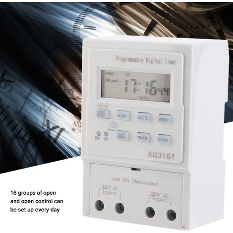 Mini Programmateur Horaire Numérique 220V CA 1W 30A Interrupteur Minuterie Programmable (1/5)