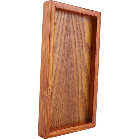 Plateau rectangulaire en bois pour thé, service de table, assiette à en-cas, plat de rangement pour aliments, idéal pour l'hôtel et la maison (22 x 12 cm) (1/5)