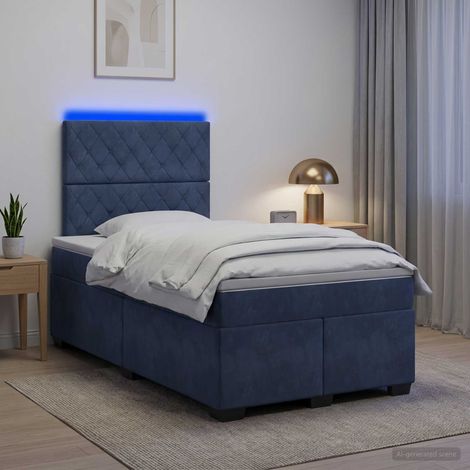 vidaXL Lit boxspring avec matelas Gris foncé 120 x 200 cm Velours (1/5)