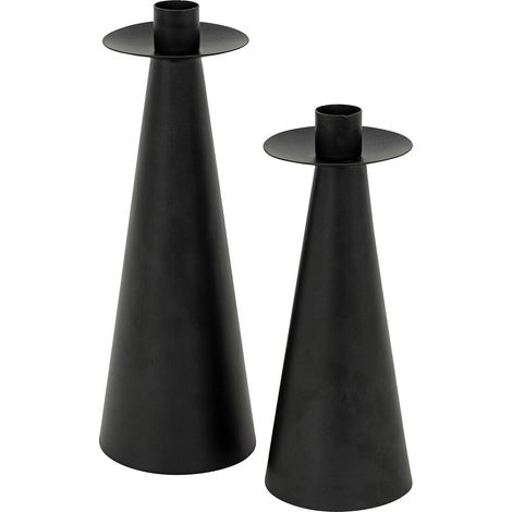 Set aus 2 Kerzenhaltern Herbst Metall schwarz H20 24cm - Atmosphera créateur d'intérieur (1/5)