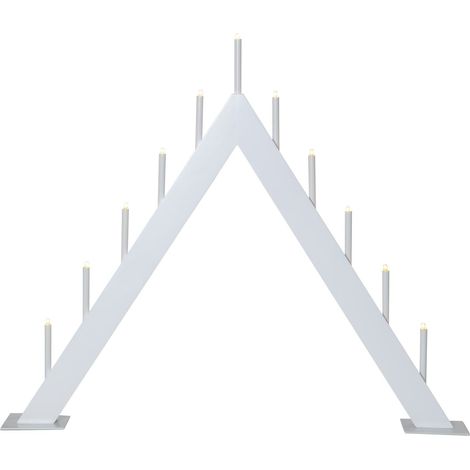 Lichterbogen Buzz 11 Lichtquellen Holz Metall weiß B 59cm H 50cm (1/4)
