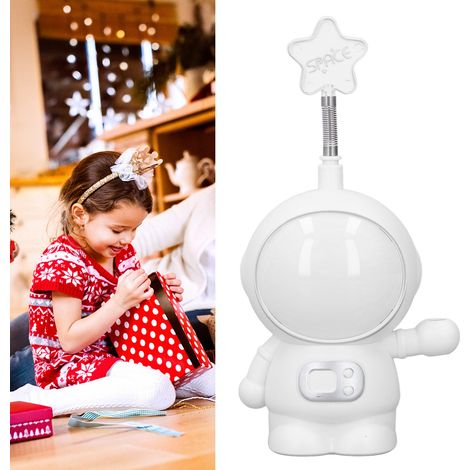 Lampe de bureau multifonctionnelle rechargeable pour enfants, protection oculaire, veilleuse astronaute, cadeau pour écolier, taille-crayon, blanche (1/5)