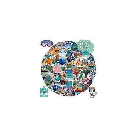 Pegatinas de viaje - 100 pegatinas para acampar - Pegatinas para portátiles - Pegatinas adhesivas - Pegatinas para adultos - Pegatinas para niños - PVC - 4-7 cm - Para ordenadores - Crezuo
