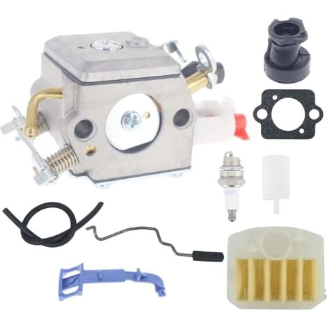 Compatible avec le kit de collecteur d'admission de carburateur 503283208 pour tronçonneuse Husqvarna 345 346 XP 351 353 350 340 Remplace le carburateur à tube unique C3-EL18B avec filtre à (1/4)