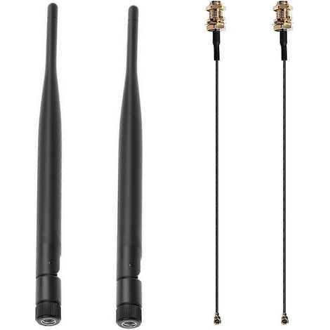 Dualband-Antenne 6 dBi für WLAN-Router RP-SMA 2,4 GHz 5 GHz + 2 x 30 cm U.fl / IPEX