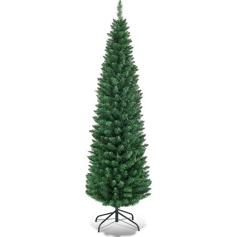 COSTWAY Árbol de Navidad Artificial 180cm Abeto con Base Material PVC Decoración para Navidad Hogar Fiesta Verde (1/5)