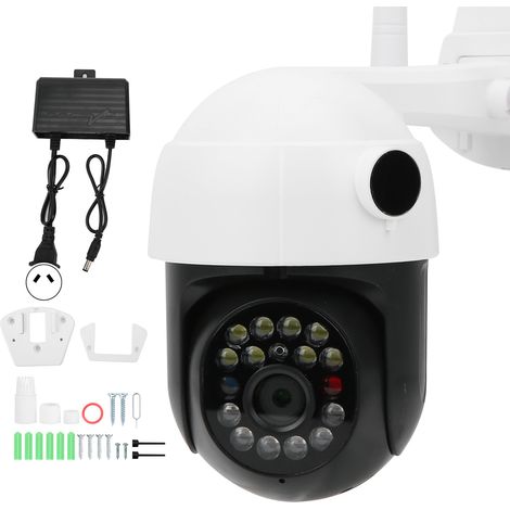 Caméra Dôme WIFI 1080P, Vision Nocturne, PTZ 17Lumières, Surveillance Extérieure Suivi, Sécurité Maison 110-220V Prise AU (1/5)