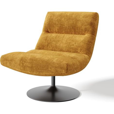Fauteuil pivotant en velours texturé moutarde ROMA (1/5)