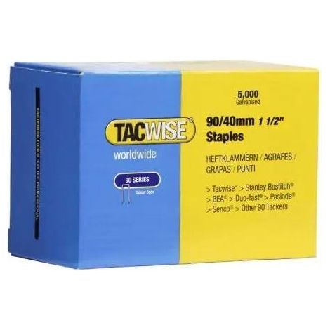 Tacwise 90 Narrow Crown Staples 40mm - 5000 Pack