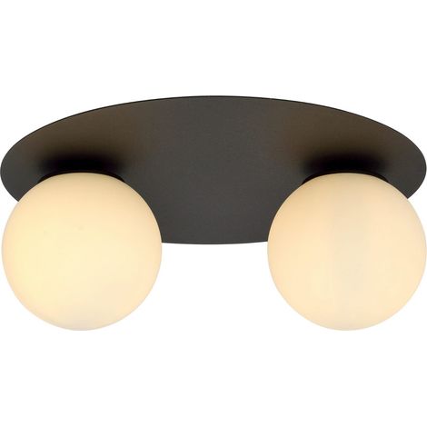 Plafoniera Emibig SOLAR 2 luci E14 nero/opal metallo (1/5)