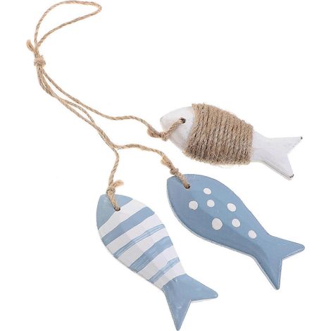 Guirlande de pendentifs en bois en forme de poisson sur le thème de l'océan, pour la décoration de la maternelle (1/5)