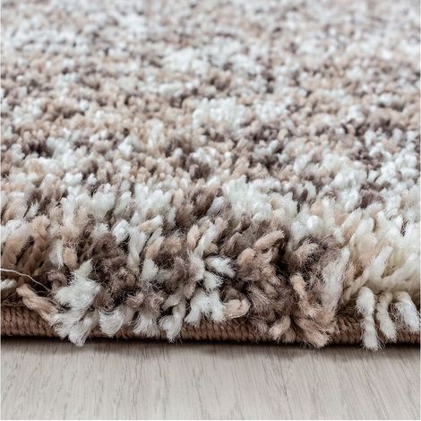 Tapis rond shaggy bicolore moderne Eve Beige Ø 160 (1/5)